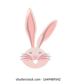 cute rabbit easter head character vector illustration design