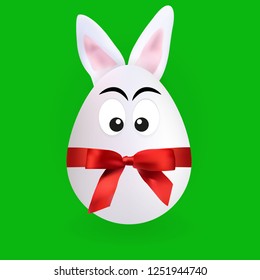 Cute rabbit egg character with green background, vector, illustration, eps file