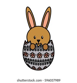 cute rabbit with egg character icon