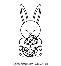 cute rabbit with egg character icon vector illustration design