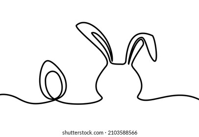 Cute rabbit and egg continuous line drawing . Symbol Easter. Editable stroke. Minimalistic vector illustration