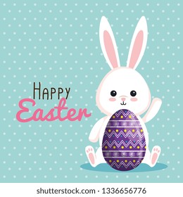 cute rabbit with egg decoration to event