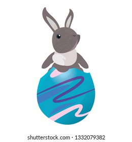cute rabbit and egg easter