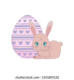 cute rabbit with egg of easter