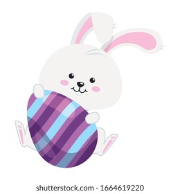 cute rabbit with egg easter isolated icon vector illustration design
