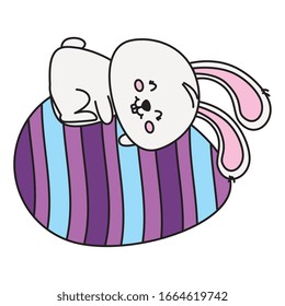 cute rabbit with egg easter isolated icon vector illustration design