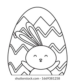 cute rabbit with egg easter isolated icon vector illustration design