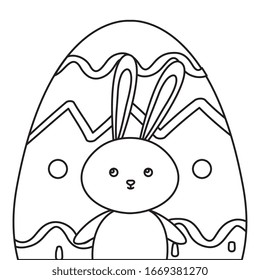 cute rabbit with egg easter isolated icon vector illustration design