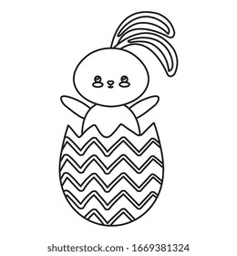 cute rabbit in egg easter isolated icon vector illustration design