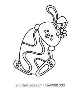 cute rabbit with egg easter isolated icon vector illustration design