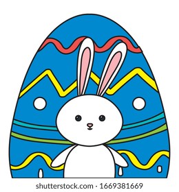 cute rabbit with egg easter isolated icon vector illustration design