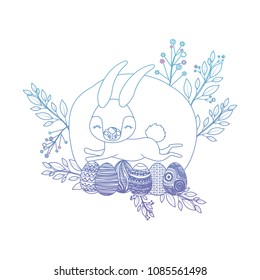 cute rabbit with egg and wreath easter celebration