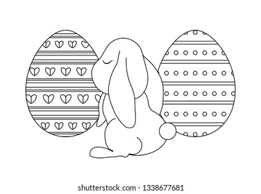 cute rabbit with eggs of easter