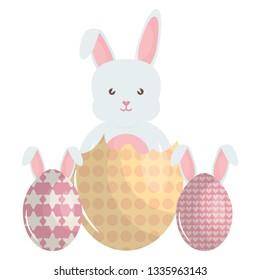 cute rabbit with eggs painted