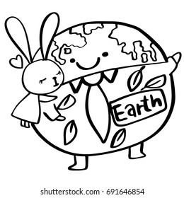 Cute rabbit embracing the world