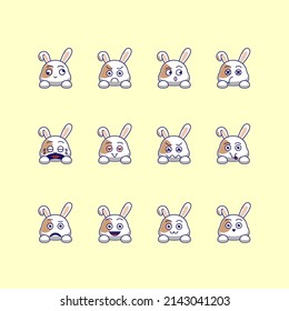 cute rabbit emoticon emoji bundle