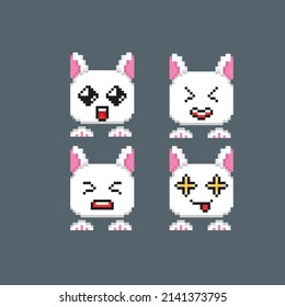 cute rabbit emoticon in pixel style
