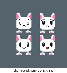 cute rabbit emoticon in pixel style