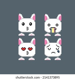 cute rabbit emoticon in pixel style