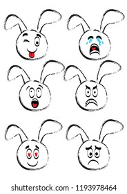 Cute rabbit emoticons collection