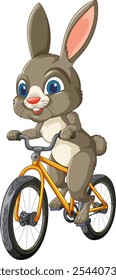 Lindo conejo disfrutando de un divertido paseo en bicicleta