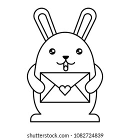 cute rabbit with envelope kawaii character