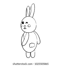 cute rabbit eye winking standing back