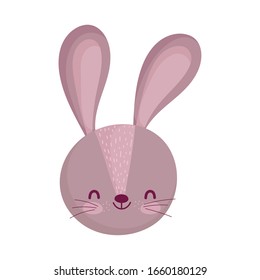 cute rabbit face animal cartoon character vector illustration