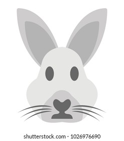 
A cute rabbit face, animal head flat icon
