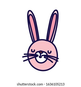 cute rabbit face cartoon character on white background vector illustration