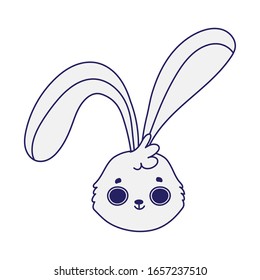cute rabbit face cartoon character icon design vector illustration line style