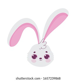cute rabbit face cartoon character icon design vector illustration