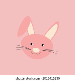 Cute rabbit face cartoon character. vector illustration