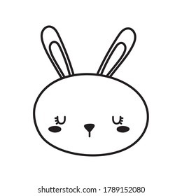 Cute rabbit face cartoon line style icon design, Animal zoo life nature and character theme Vector illustration