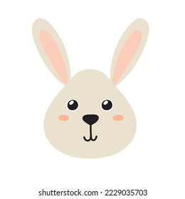 Cara de conejo en forma de caricatura. Carácter de granja para diseño de bebé y niños. Graciosa huella animal sonriente. Ilustración del vector