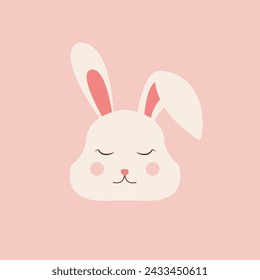 Cute rabbit face. Hand drawn Easter bunny.