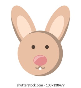 cute rabbit face icon over white background, colorful design. vector illustration