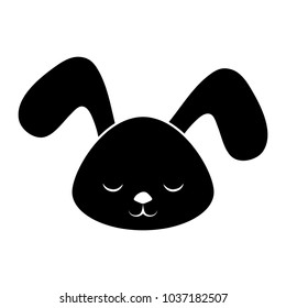 cute rabbit face icon over white background, vector illustration