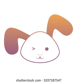cute rabbit face icon over white background, colorful design vector illustration
