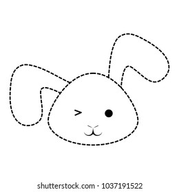 cute rabbit face icon over white background, vector illustration