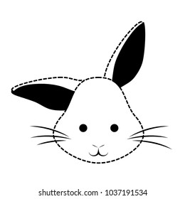 cute rabbit face icon over white background, vector illustration