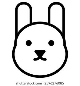 Cute Rabbit Face Line Drawing Icon