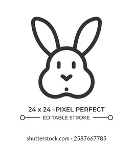 Cute rabbit face line ui icon. Funny bunny with long ears. Friendly rodent animal companion. Hare muzzle. Isolated vector outline symbol. Webdesign user interface element linear, pixel perfect