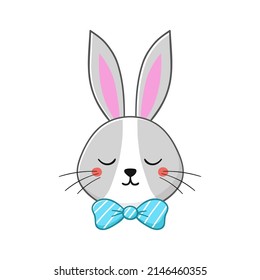 Cute rabbit face. Little bunny in cartoon style. Vector illustration.