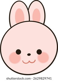 Cute rabbit face with cute nose and pink ears.