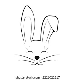 Cute rabbit face. Suitable for use as a design element, icon, logo. Vector illustration.