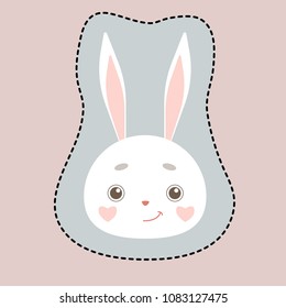 Cute rabbit face. Vector 