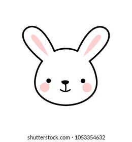 Cute Rabbit Face Vector Bunny Icon