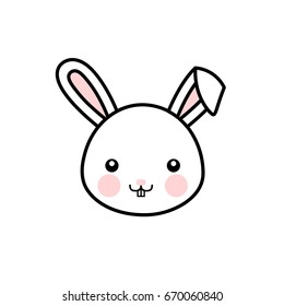 Cute Rabbit Face Vector Bunny Icon