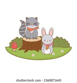 cute rabbit in the field woodland character
